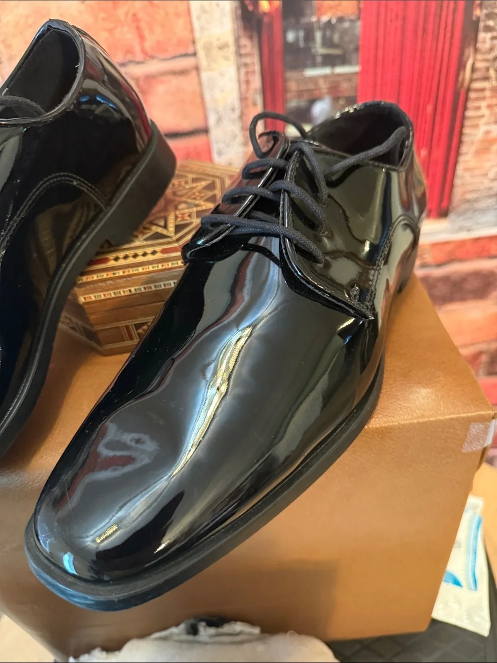 Joseph Abboud Men's Black Patent leather Tuxedo Shoes